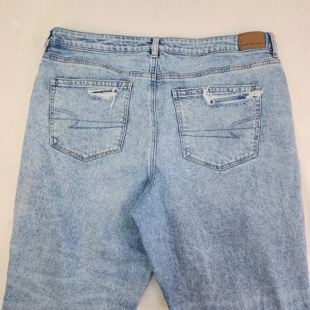 American Eagle Strigid Mom Jeans 18 38x28 High Rise Ripped Destroyed 90s Grunge - Picture 4 of 7